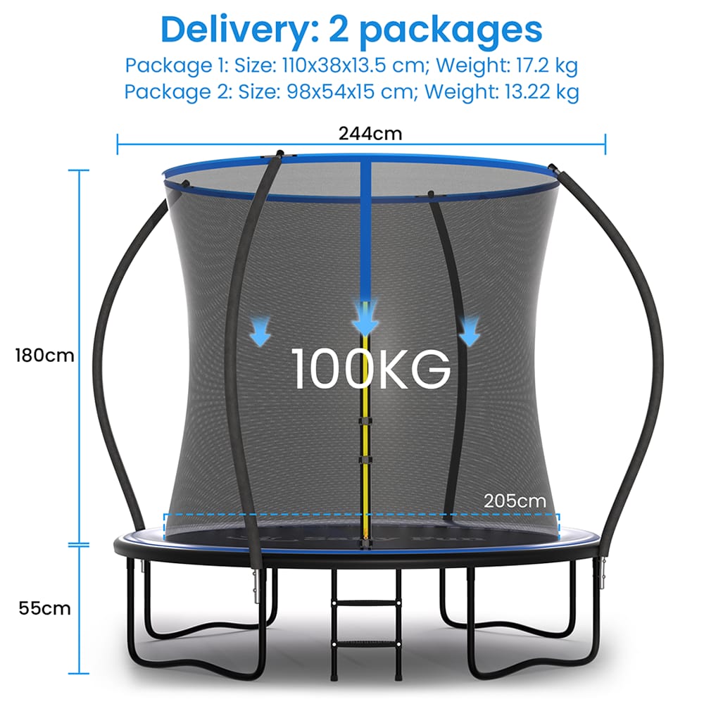 8ft trampoline with safety net