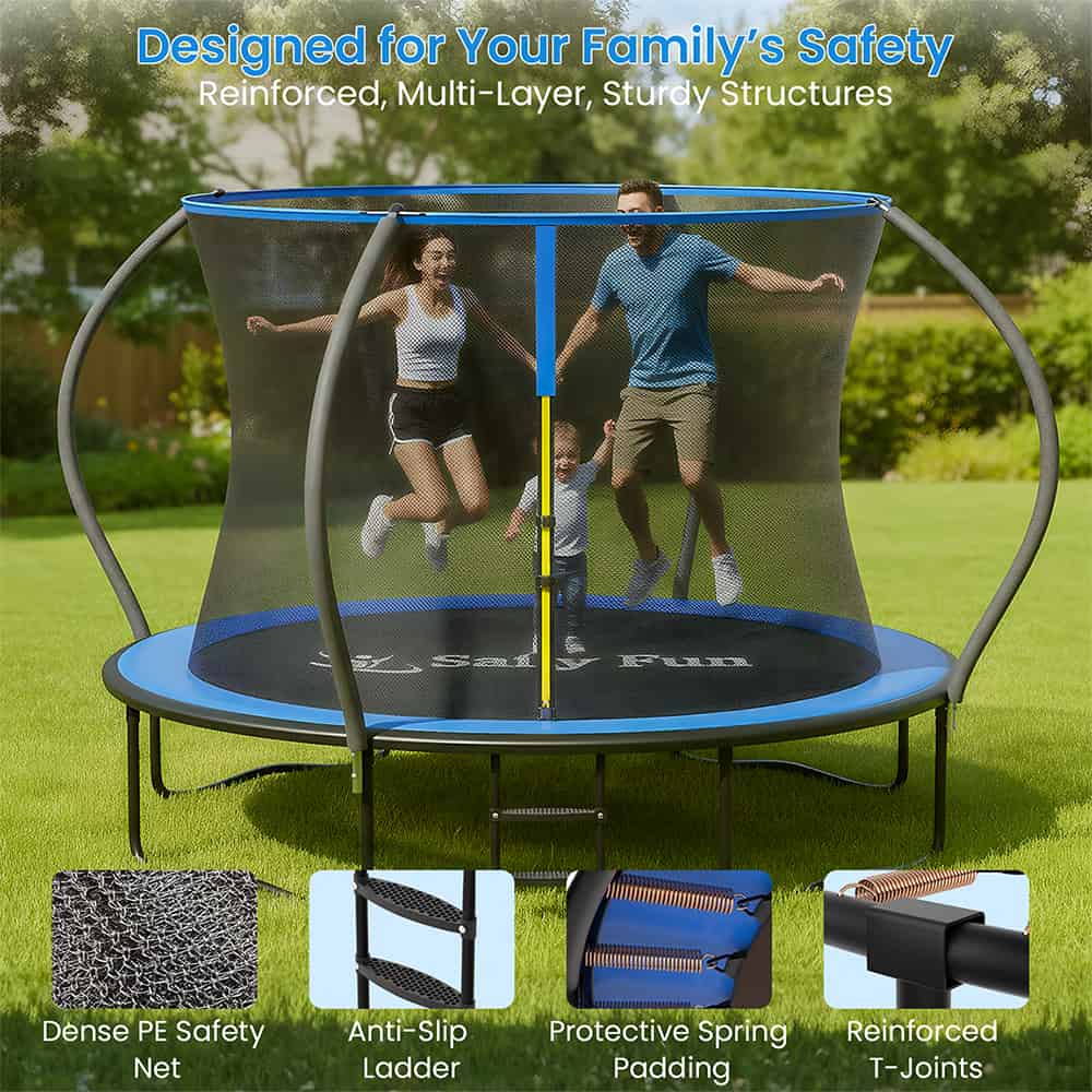 Trampoline with safety net