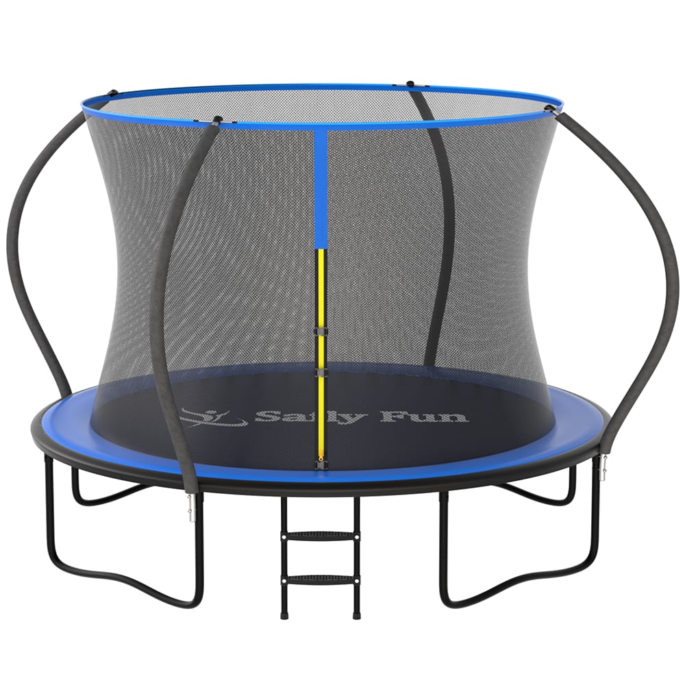 trampoline with enclosure and ladder